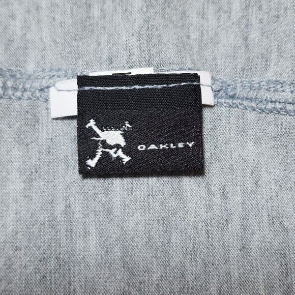 Oakley Womens Graphic 75 Relaxed Fit Scoop Neck Striped T-Shirt Grey Cotton Sz L - Picture 7 of 8